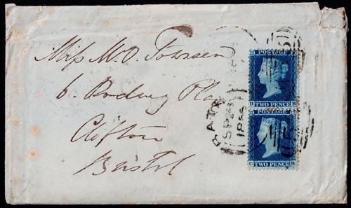 1856 blue plate cb - 2d, bb-cb