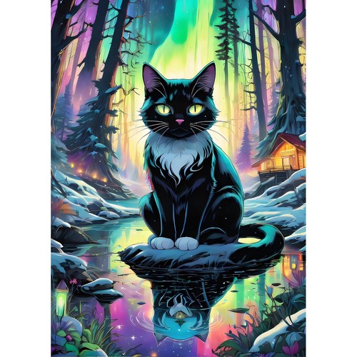 Black cat diamond - black, painting