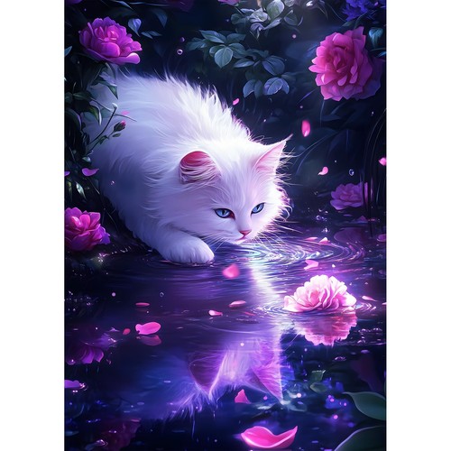 White cat diamond painting - cat,