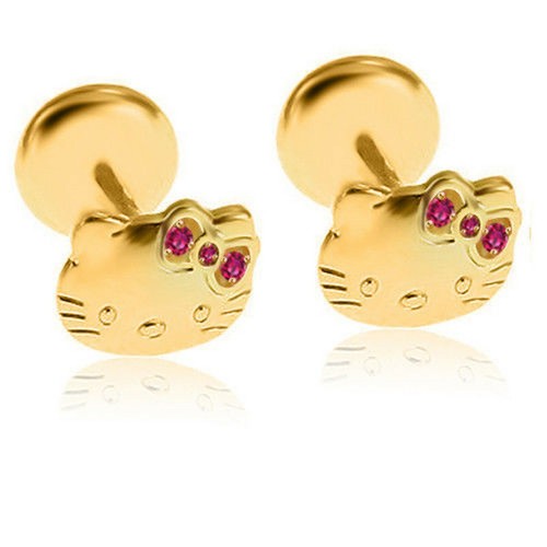 Pink sapphire cat stud - pink,