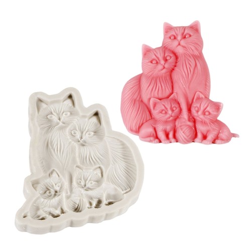 Cats family figure silicone - 3d,