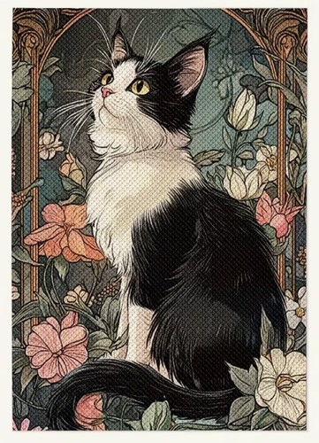 Art deco floral tuxedo - art,