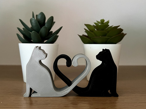 Cat silhouette heart figurine - cat,